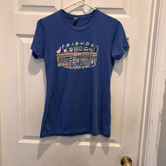 Friends TV Show Quotes Women's Blue T Shirt Size Medium Next Level Apparel - Picture 1 of 5